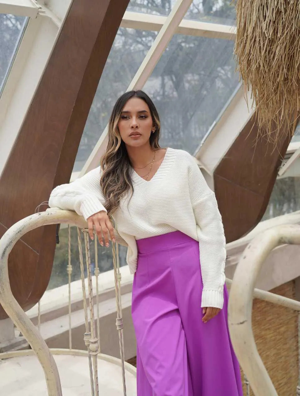 Suéter Manga Larga para Mujer Marfil Tejido - Lolly Marfil