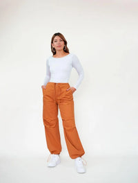 Pantalón para Mujer Camel Tipo Parachute - Inna Terracota