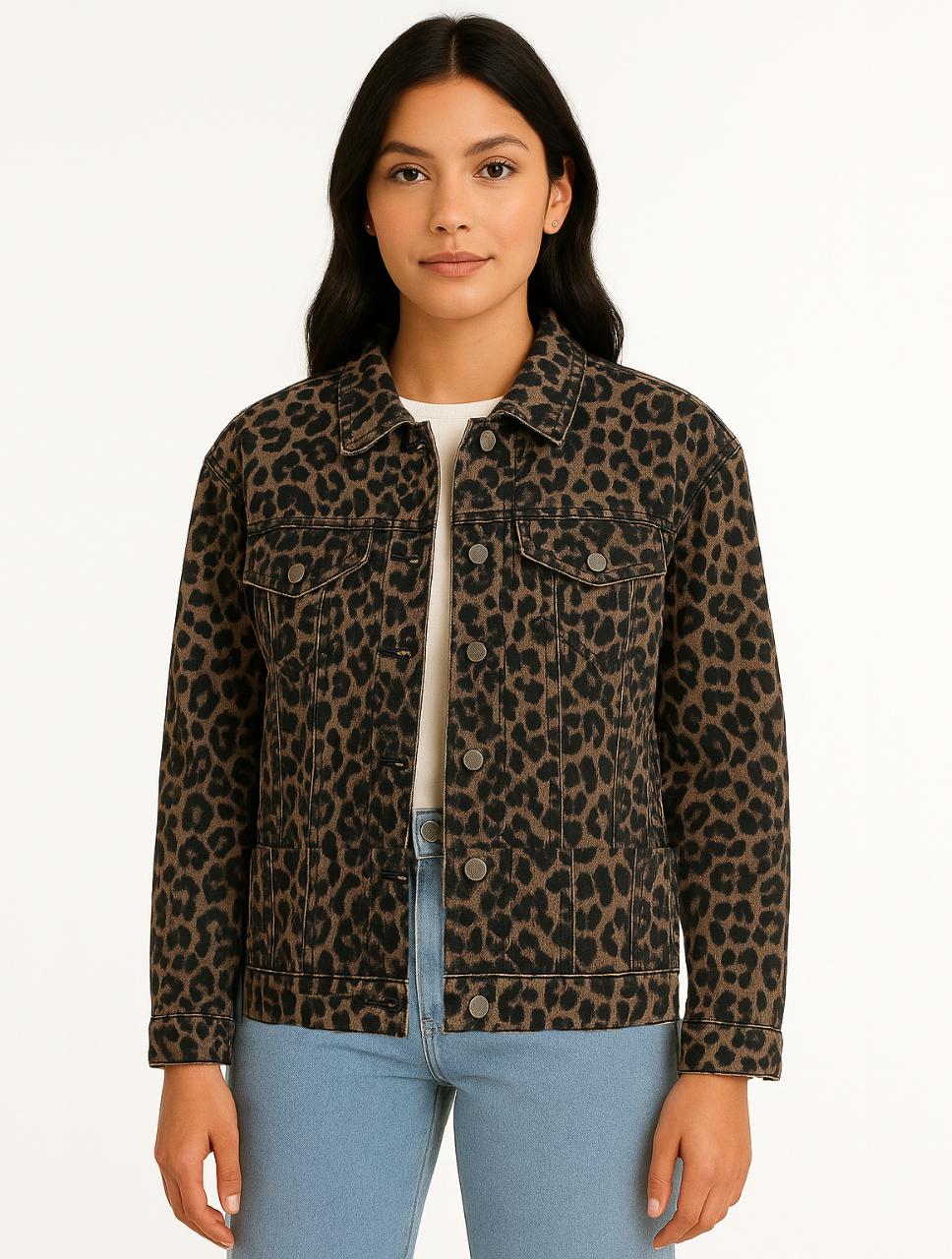 Chaqueta Para Mujer Oversized Estampado Animal Print  - The Amber