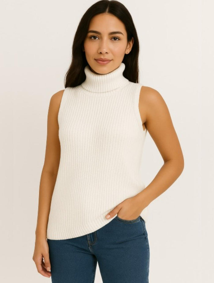 Chaleco Tejido Cuello Alto Trenzado Para Mujer - Berlín