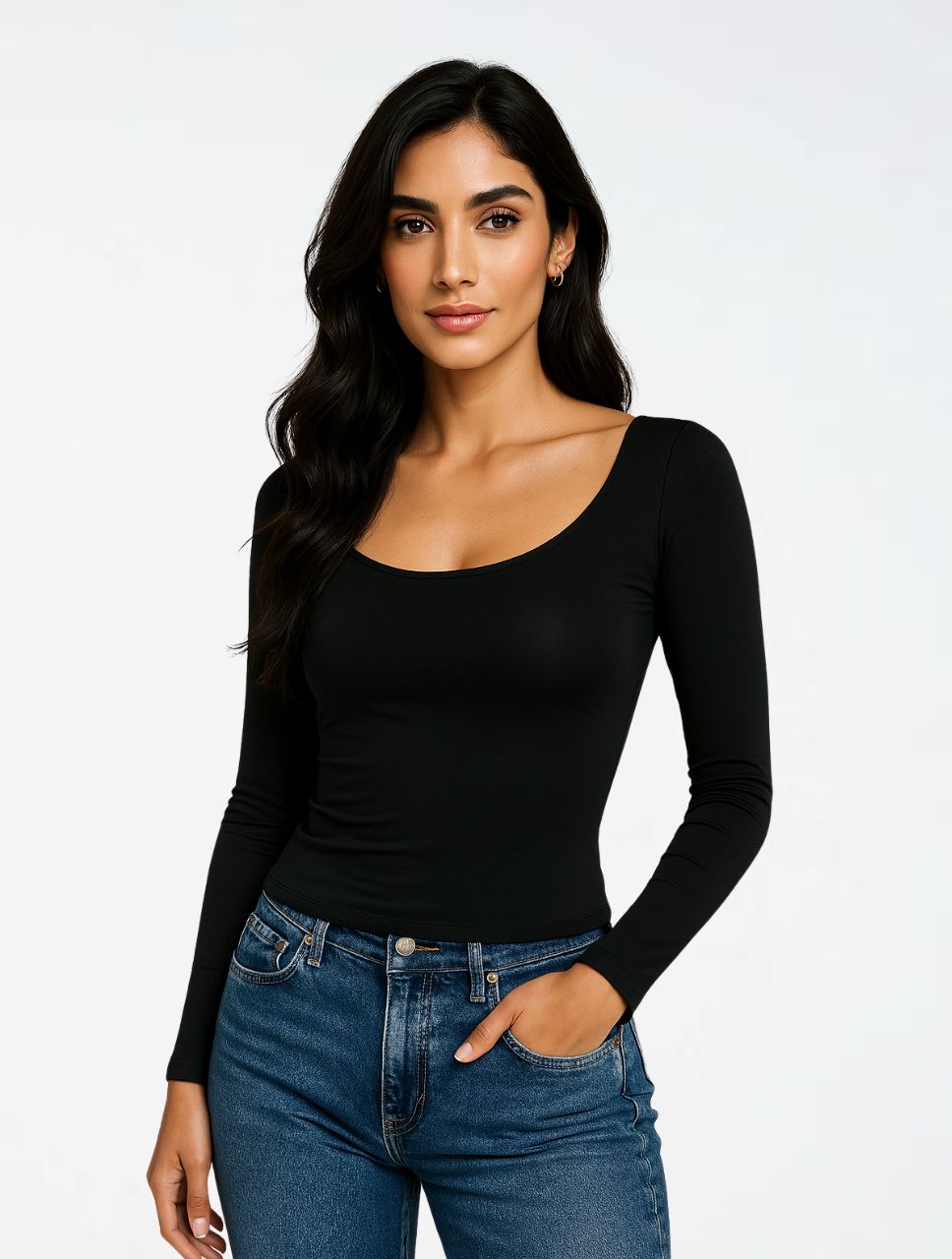 Blusa Manga Larga con Cuello Redondo - The Majestic