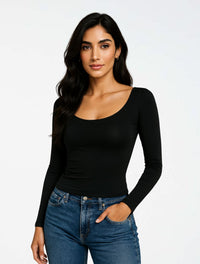 Blusa Manga Larga con Cuello Redondo - The Majestic