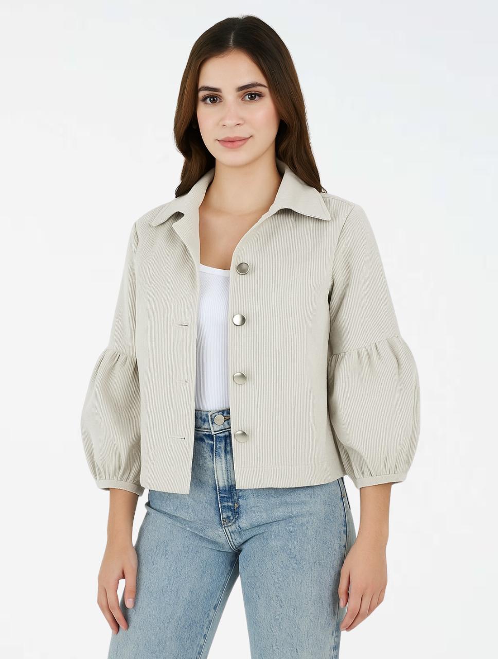 Chaqueta Manga Globo Tela Acanalada - The Puff