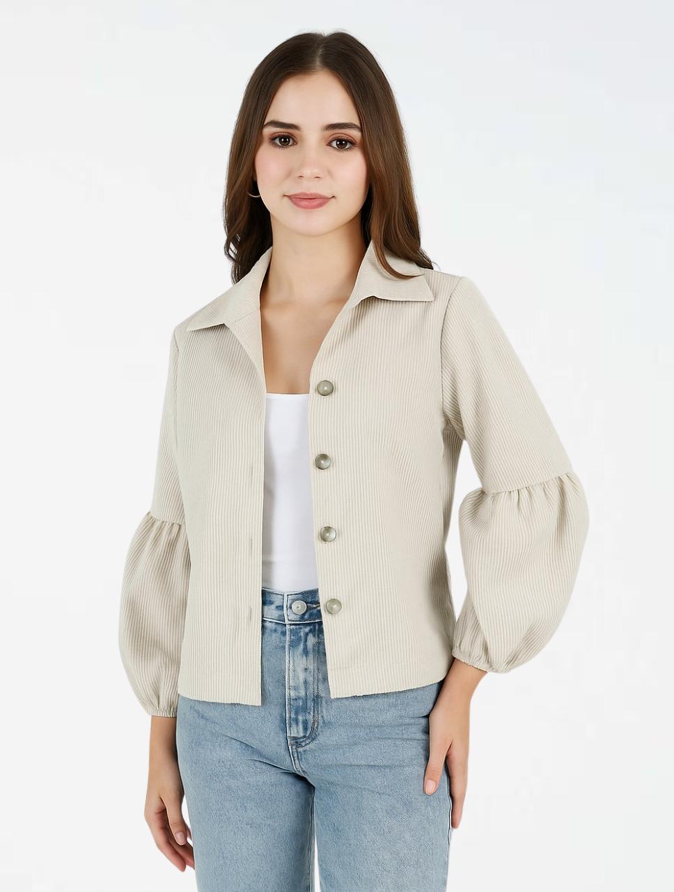 Chaqueta Manga Globo Tela Acanalada - The Puff