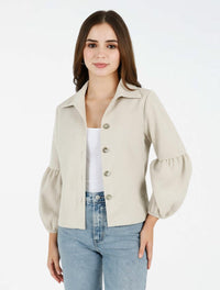 Chaqueta Manga Globo Tela Acanalada - The Puff