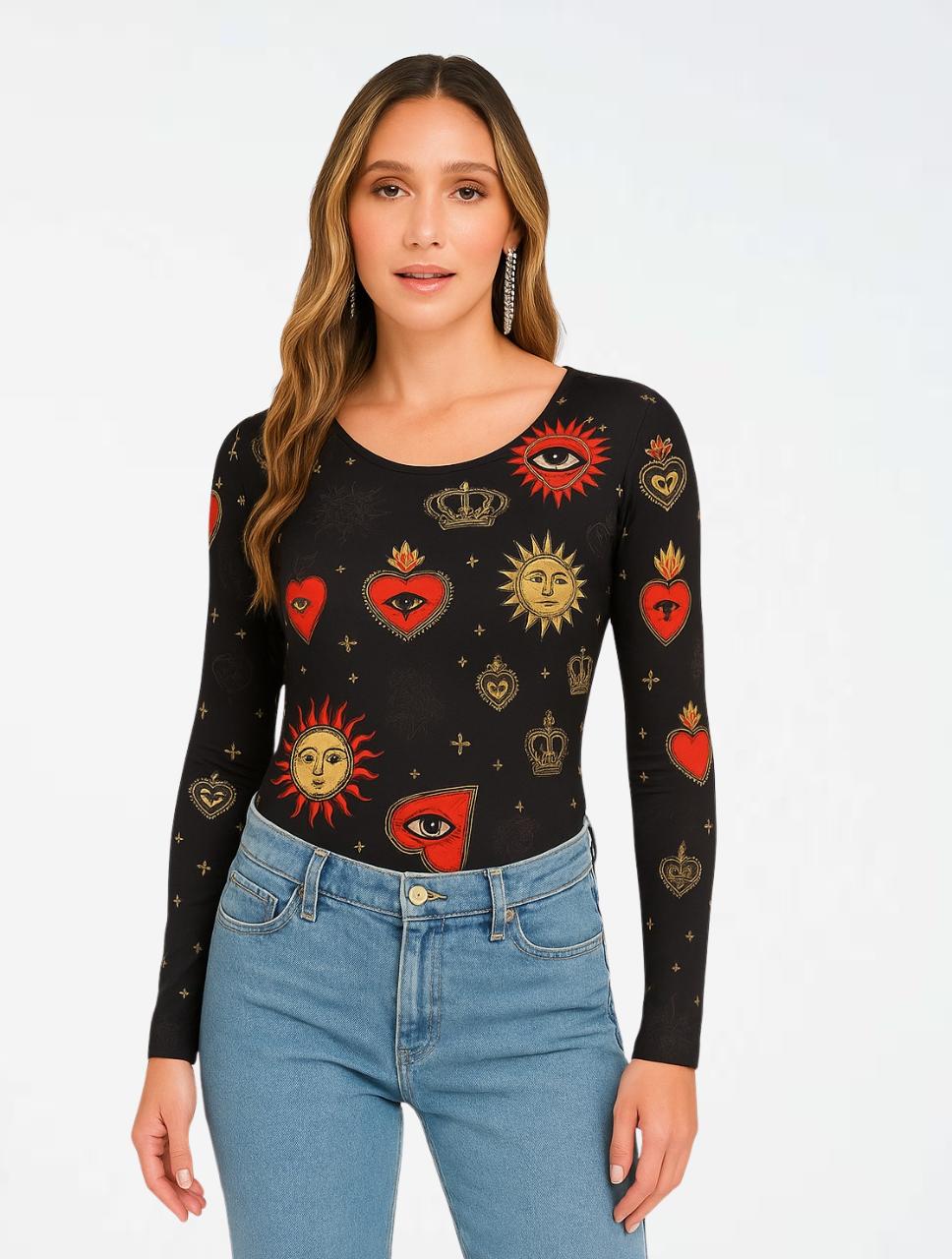 Body para Mujer Estampado con Corazones y Sol - The Blush