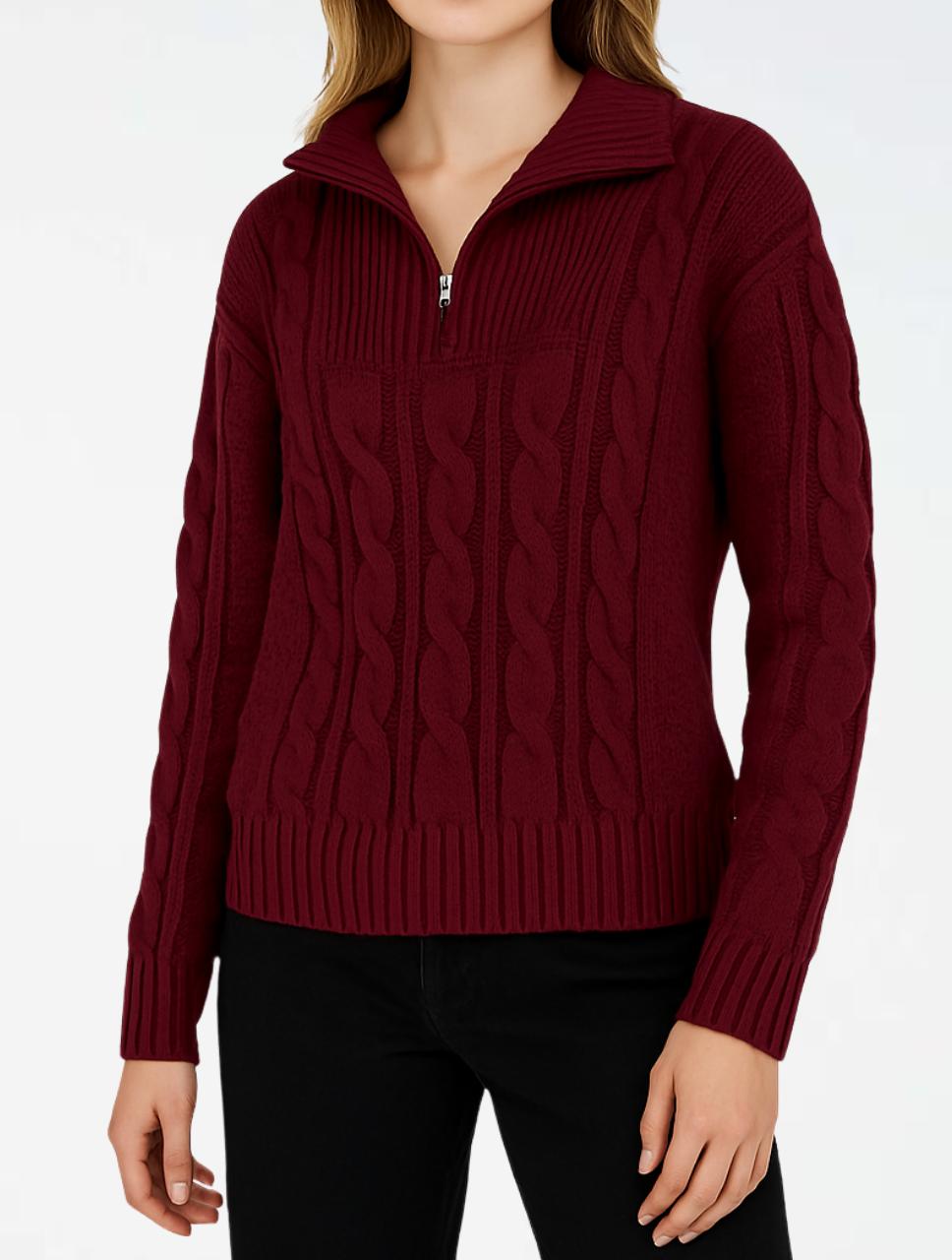 Suéter Para Mujer Trenzado Tejido con Cremallera - The Narrow