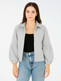 Chaqueta Manga Globo Tela Acanalada - The Puff