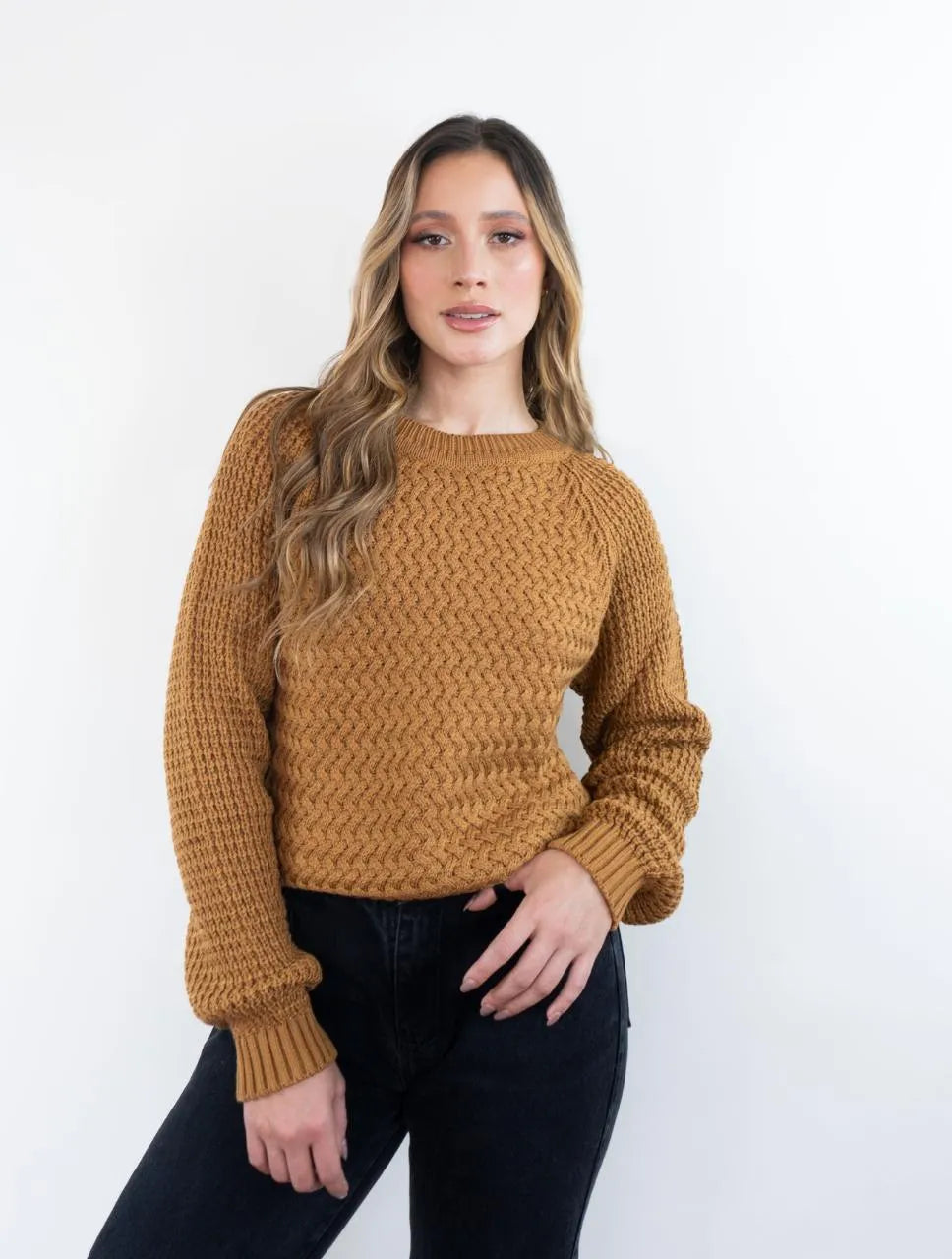 Suéter Largo Cuello Redondo Para Mujer - Chiara Cocoa