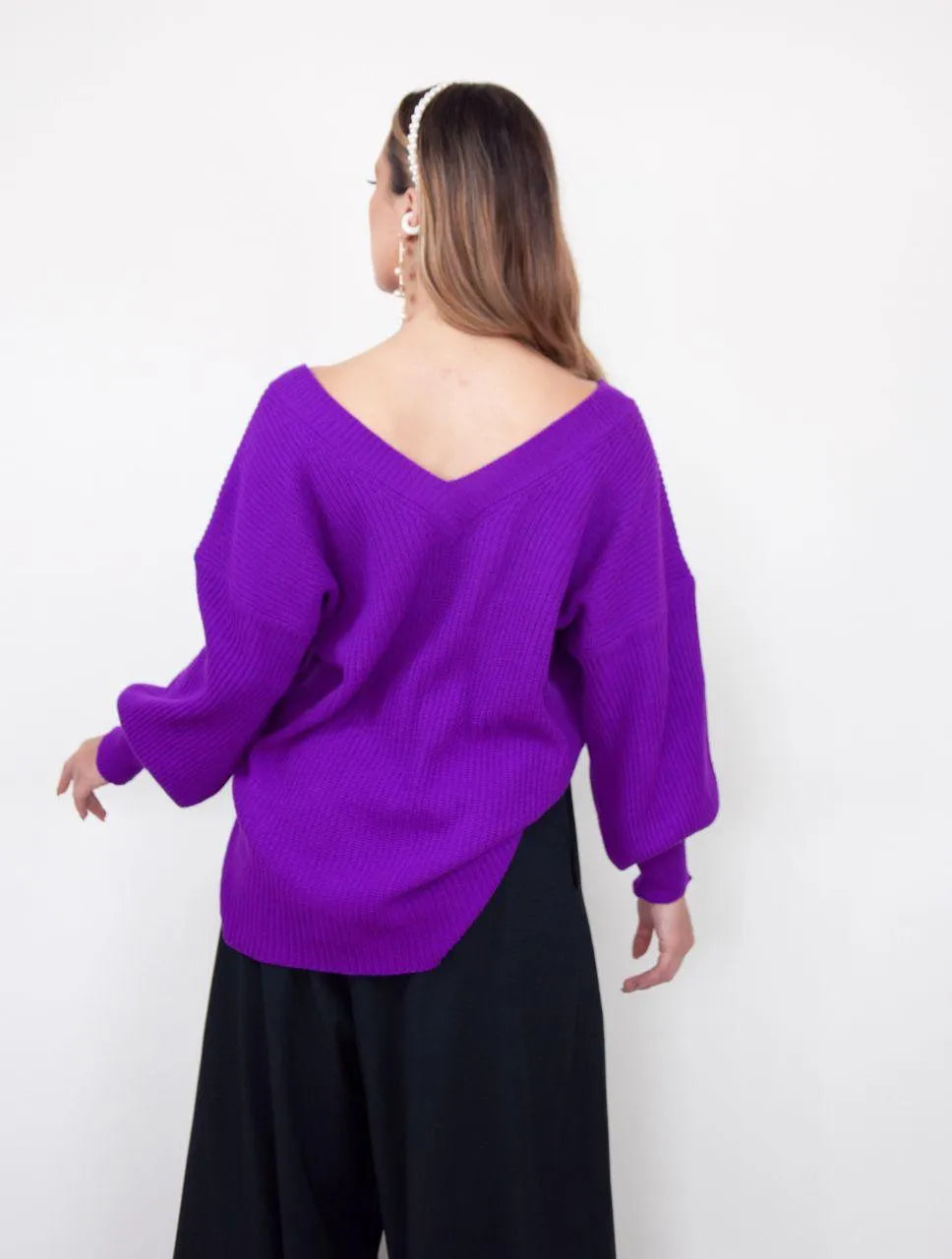 Suéter Manga Larga para Mujer Morado Tejido - Galápagos Morado