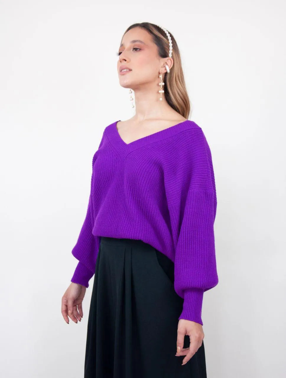 Suéter Manga Larga para Mujer Morado Tejido - Galápagos Morado