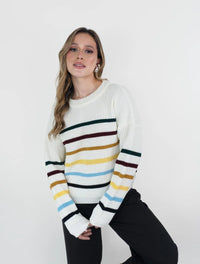 Suéter Para Mujer Cuello Redondo Rayas  - The Posh