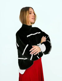 Suéter para Mujer Negro con Rayas Tejido - Michelle Negro