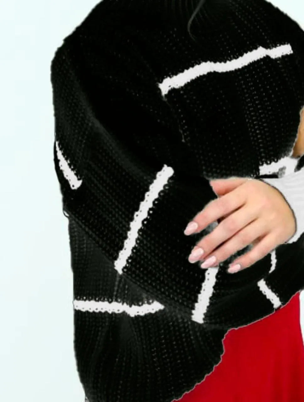 Suéter para Mujer Negro con Rayas Tejido - Michelle Negro