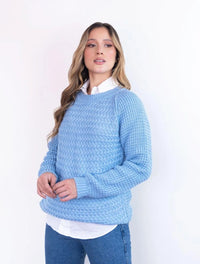 Suéter Largo Cuello Redondo Para Mujer - Chiara Azul Bebé