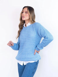 Suéter Largo Cuello Redondo Para Mujer - Chiara Azul Bebé