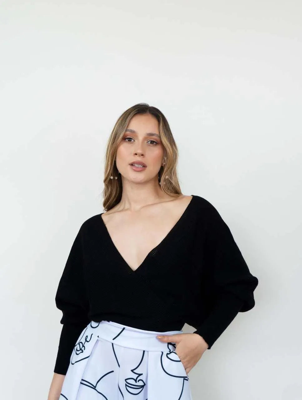 Pantalón para Mujer Estampado BlancoTipo Palazzo Tiro Alto - Prague Blanco