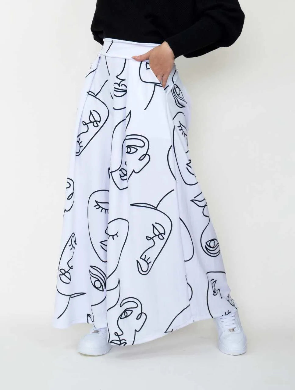 Pantalón para Mujer Estampado BlancoTipo Palazzo Tiro Alto - Prague Blanco