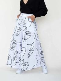 Pantalón para Mujer Estampado BlancoTipo Palazzo Tiro Alto - Prague Blanco