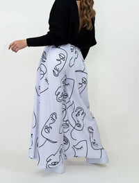 Pantalón para Mujer Estampado BlancoTipo Palazzo Tiro Alto - Prague Blanco