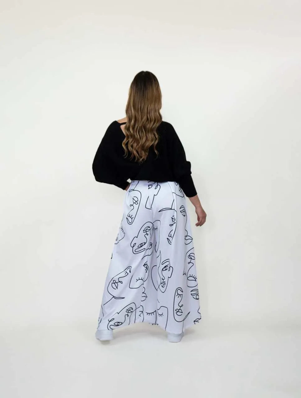 Pantalón para Mujer Estampado BlancoTipo Palazzo Tiro Alto - Prague Blanco