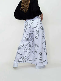 Pantalón para Mujer Estampado BlancoTipo Palazzo Tiro Alto - Prague Blanco
