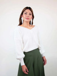 Suéter Manga Larga para Mujer Marfil Tejido - Galápagos Marfil