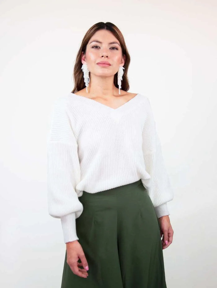 Suéter Manga Larga para Mujer Marfil Tejido - Galápagos Marfil