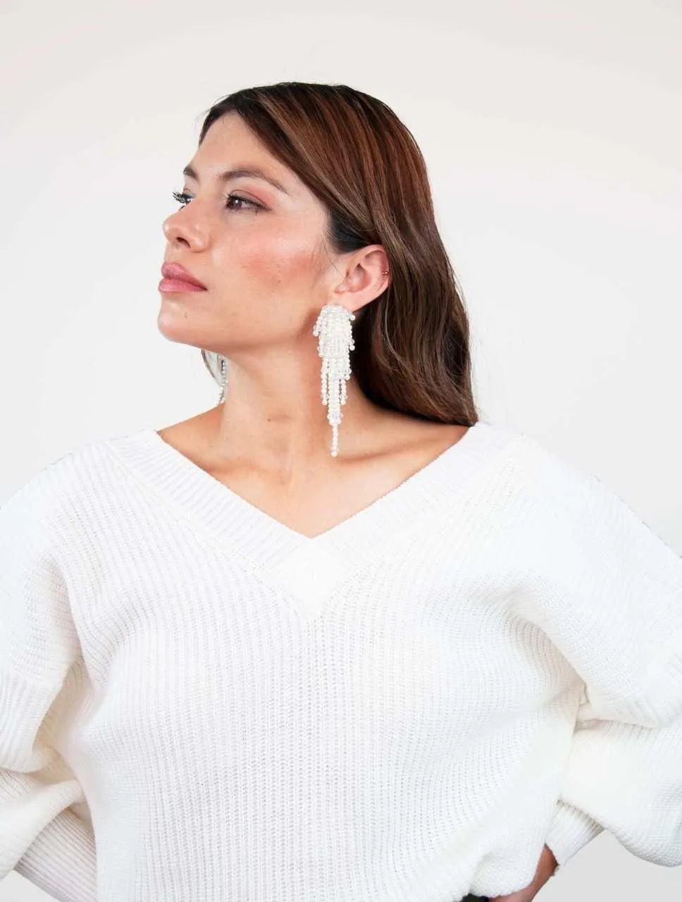 Suéter Manga Larga para Mujer Marfil Tejido - Galápagos Marfil