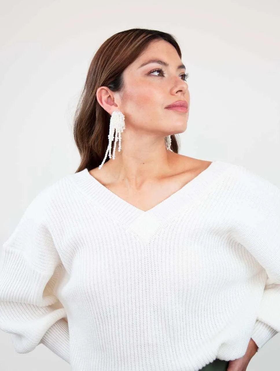 Suéter Manga Larga para Mujer Marfil Tejido - Galápagos Marfil