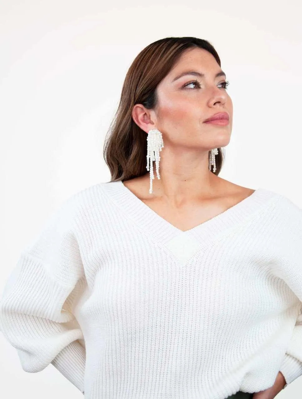 Suéter Manga Larga para Mujer Marfil Tejido - Galápagos Marfil