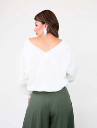 Suéter Manga Larga para Mujer Marfil Tejido - Galápagos Marfil