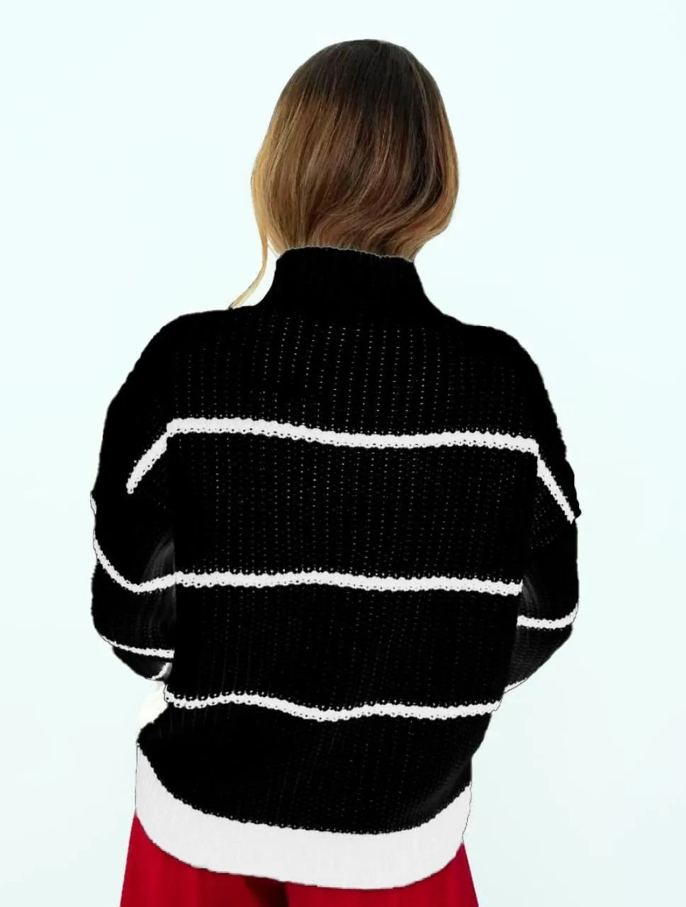 Suéter para Mujer Negro con Rayas Tejido - Michelle Negro