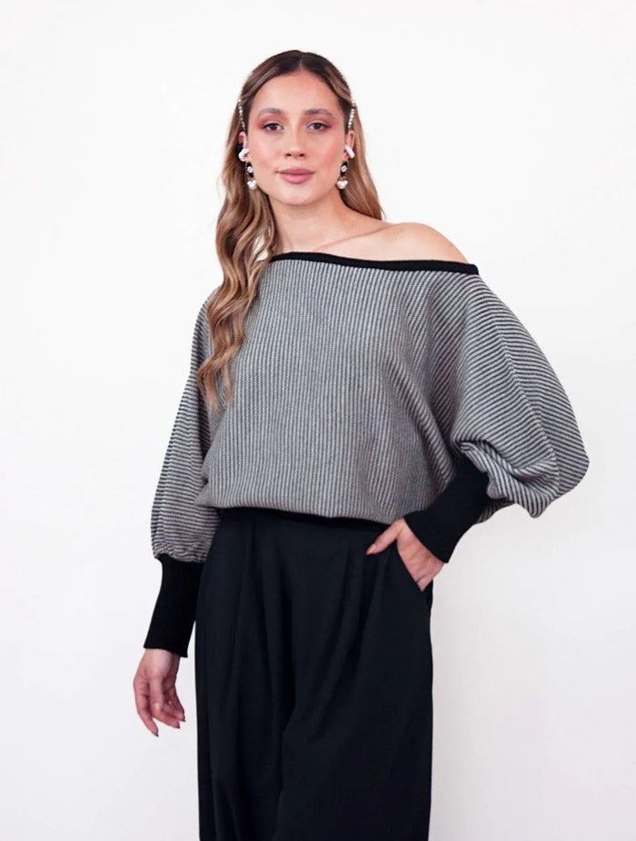 Suéter para Mujer Cuello Bandeja - Abril Negro