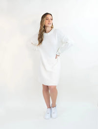 Vestido Tejido Cuello Redondo Para Mujer - Brooklyn Marfil