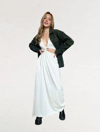 Vestido para Mujer Marfil Largo Escote Asimétrico - The Swift Marfil