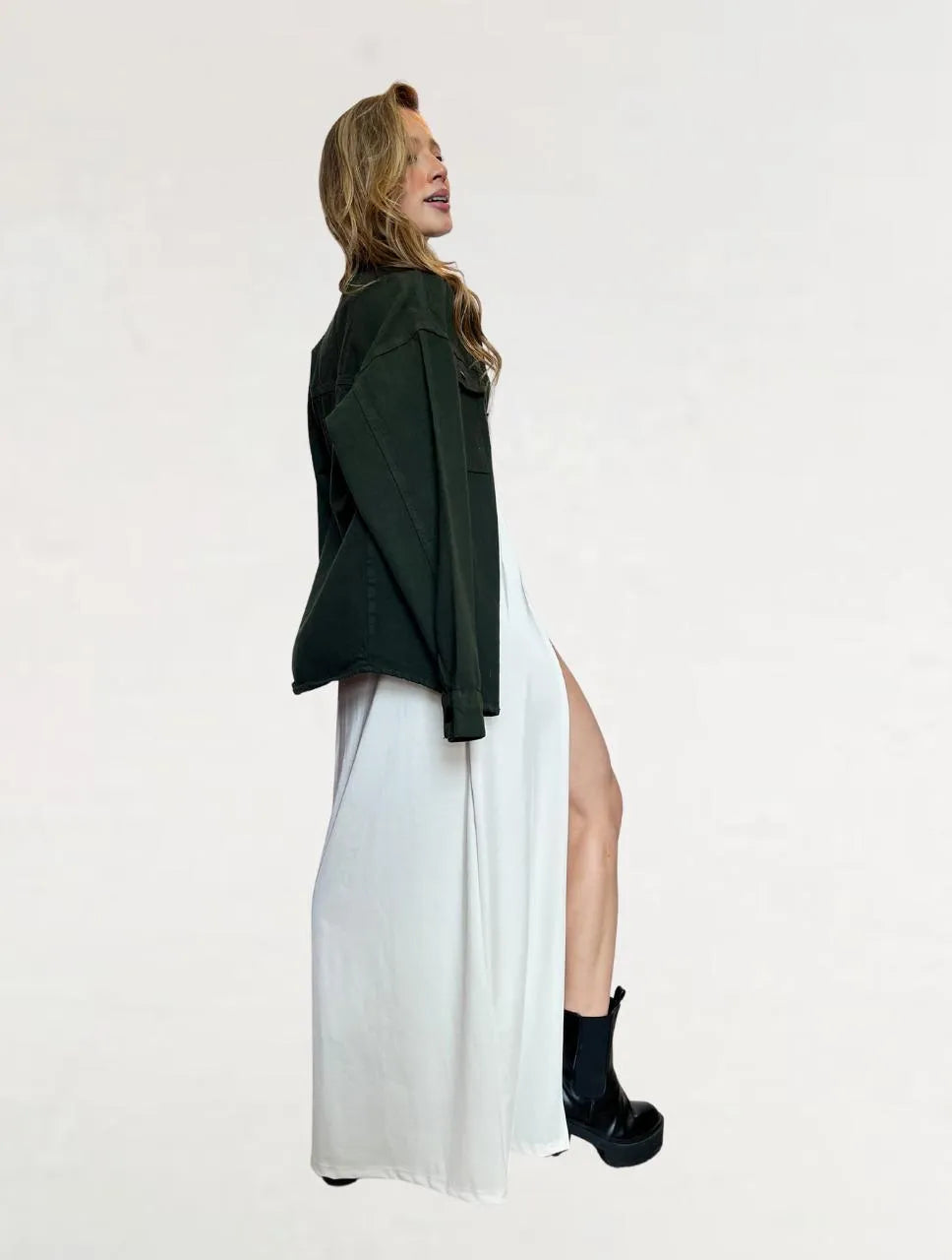 Vestido para Mujer Marfil Largo Escote Asimétrico - The Swift Marfil