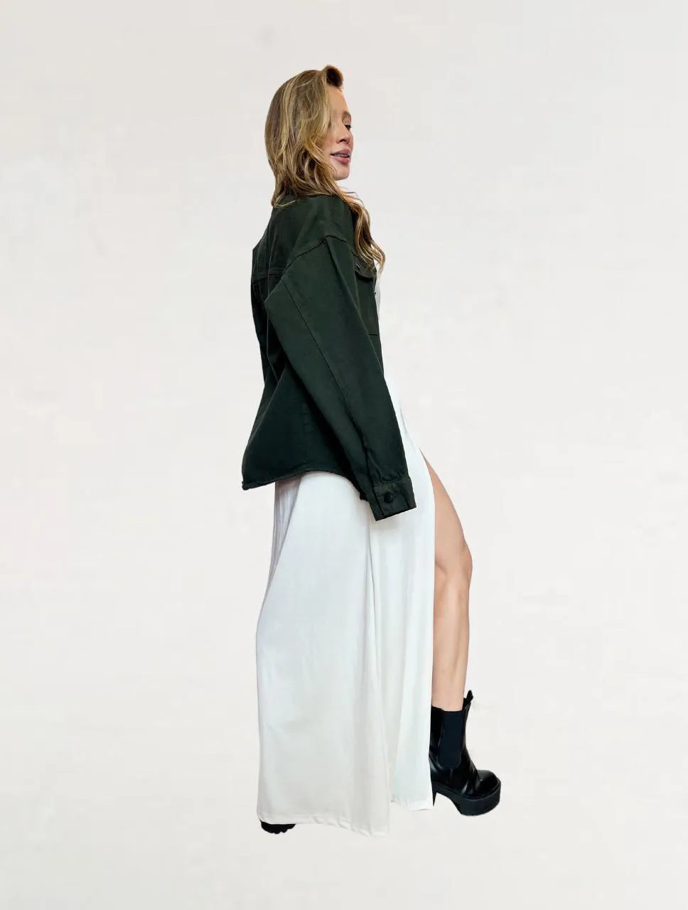 Vestido para Mujer Marfil Largo Escote Asimétrico - The Swift Marfil