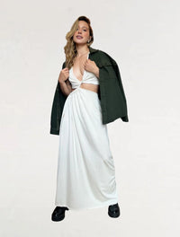 Vestido para Mujer Marfil Largo Escote Asimétrico - The Swift Marfil