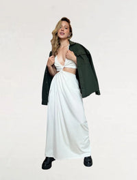 Vestido para Mujer Marfil Largo Escote Asimétrico - The Swift Marfil