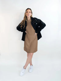 Vestido Tejido Cuello Redondo Para Mujer - Brooklyn Cocoa