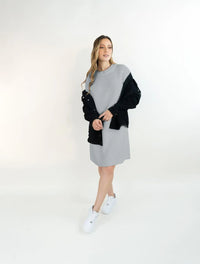 Vestido Tejido Cuello Redondo Para Mujer - Brooklyn Gris