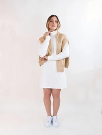 Vestido Tejido Cuello Alto Para Mujer - Siena Marfil