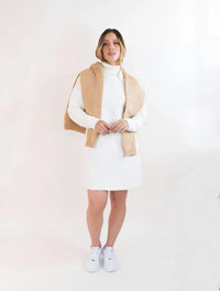 Vestido Tejido Cuello Alto Para Mujer - Siena Marfil