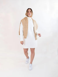 Vestido Tejido Cuello Alto Para Mujer - Siena Marfil