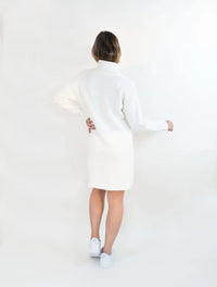 Vestido Tejido Cuello Alto Para Mujer - Siena Marfil