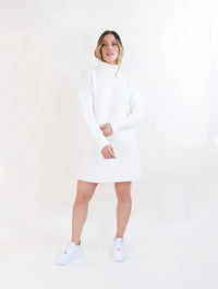 Vestido Tejido Cuello Alto Para Mujer - Siena Marfil