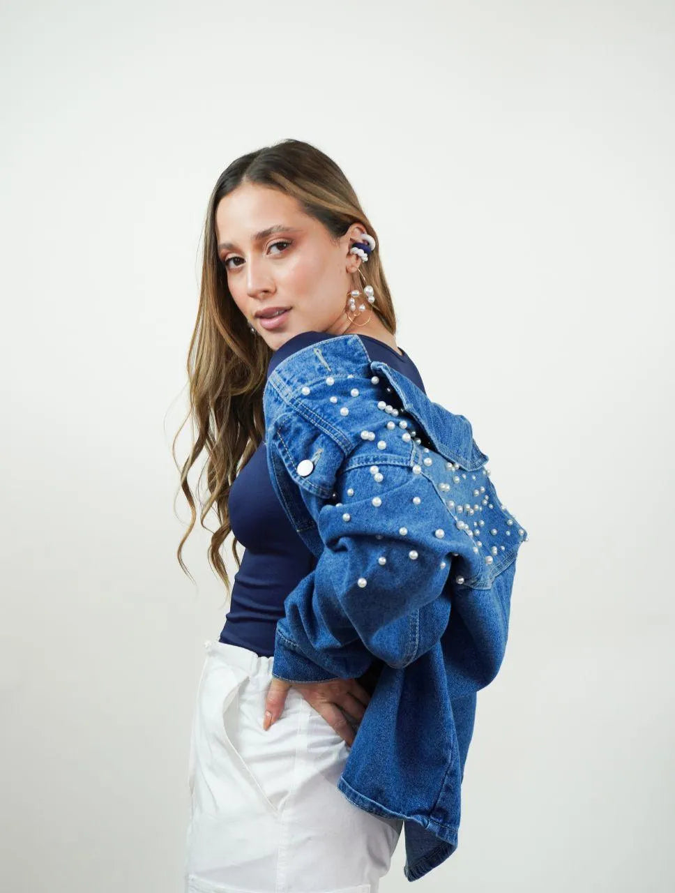 Chaqueta para Mujer Cazadora Denim Con Perlas - Frida