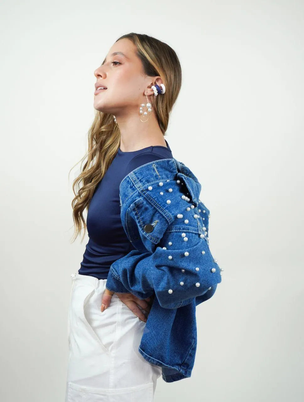 Chaqueta para Mujer Cazadora Denim Con Perlas - Frida