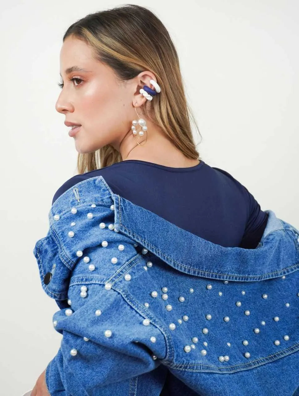 Chaqueta para Mujer Cazadora Denim Con Perlas - Frida